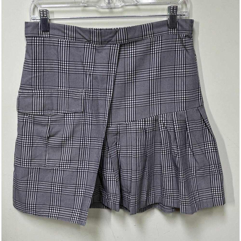 Free Assembly Girls XXL 16/18 Black White Check Ruffle Hem Skirt Preppy School